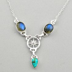 925 silver 8.61cts amulet star natural blue labradorite oval necklace t89575