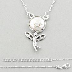 925 silver 5.93cts angel wing fairy natural white pearl fancy necklace u14415