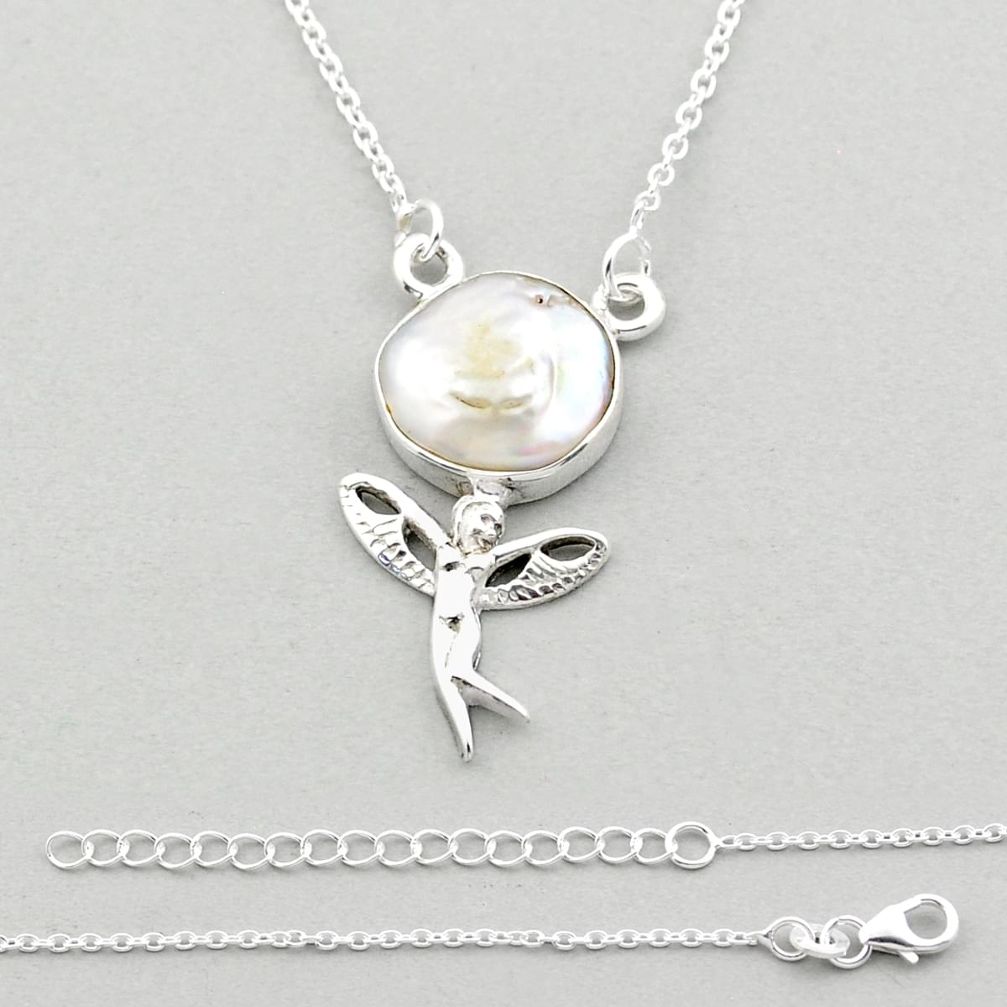 925 silver 6.46cts angel wing fairy sea life natural white pearl fancy necklace u14416