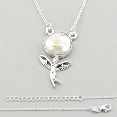 925 silver 6.46cts angel wing fairy natural white pearl fancy necklace u14416