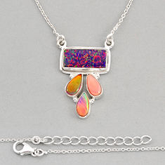 925 silver 7.28cts australian opal (lab) volcano aurora opal necklace y80228
