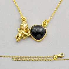 925 silver 5.28cts baby angel natural rainbow obsidian eye gold necklace y89567