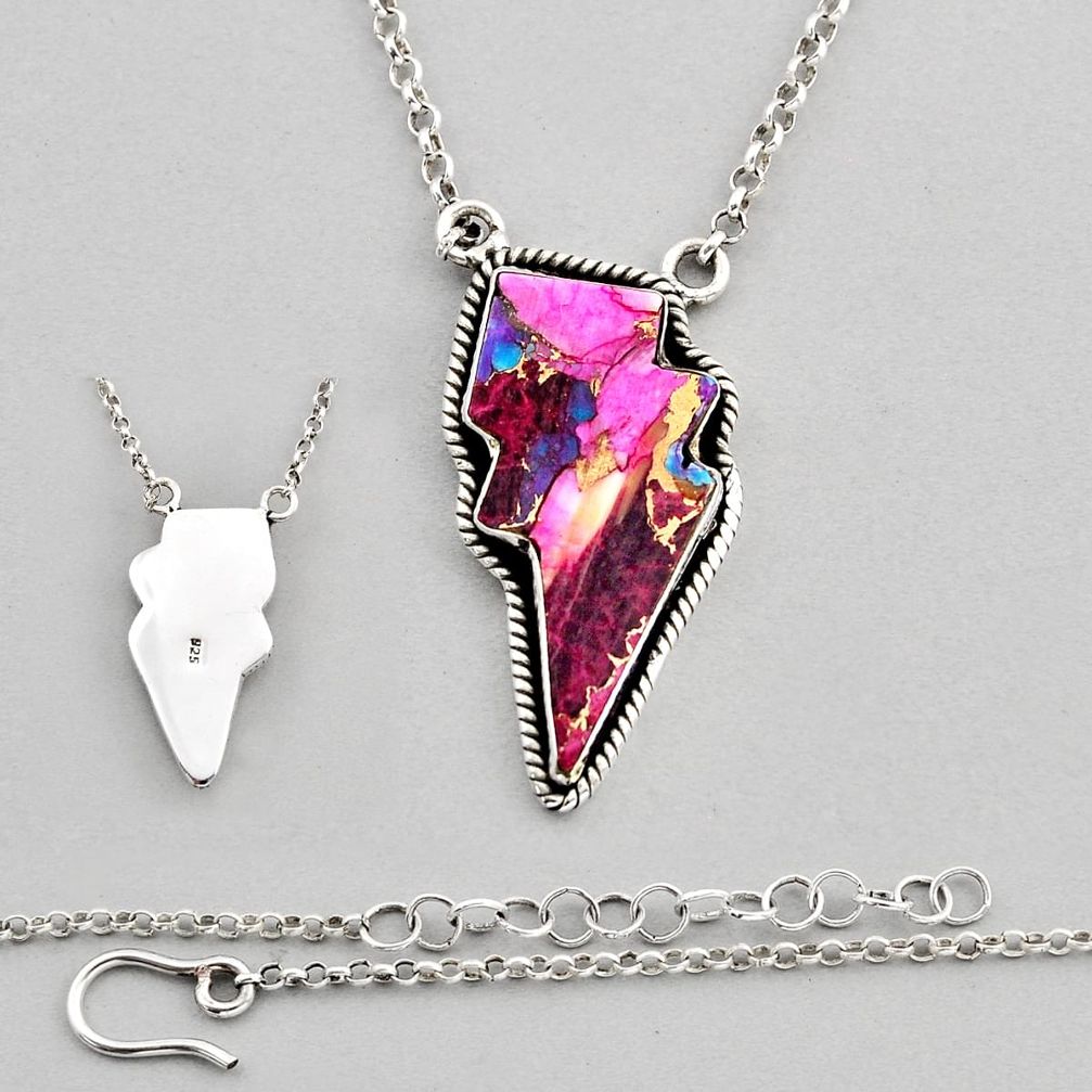 925 silver 15.94cts back close spiny oyster arizona turquoise necklace c31538