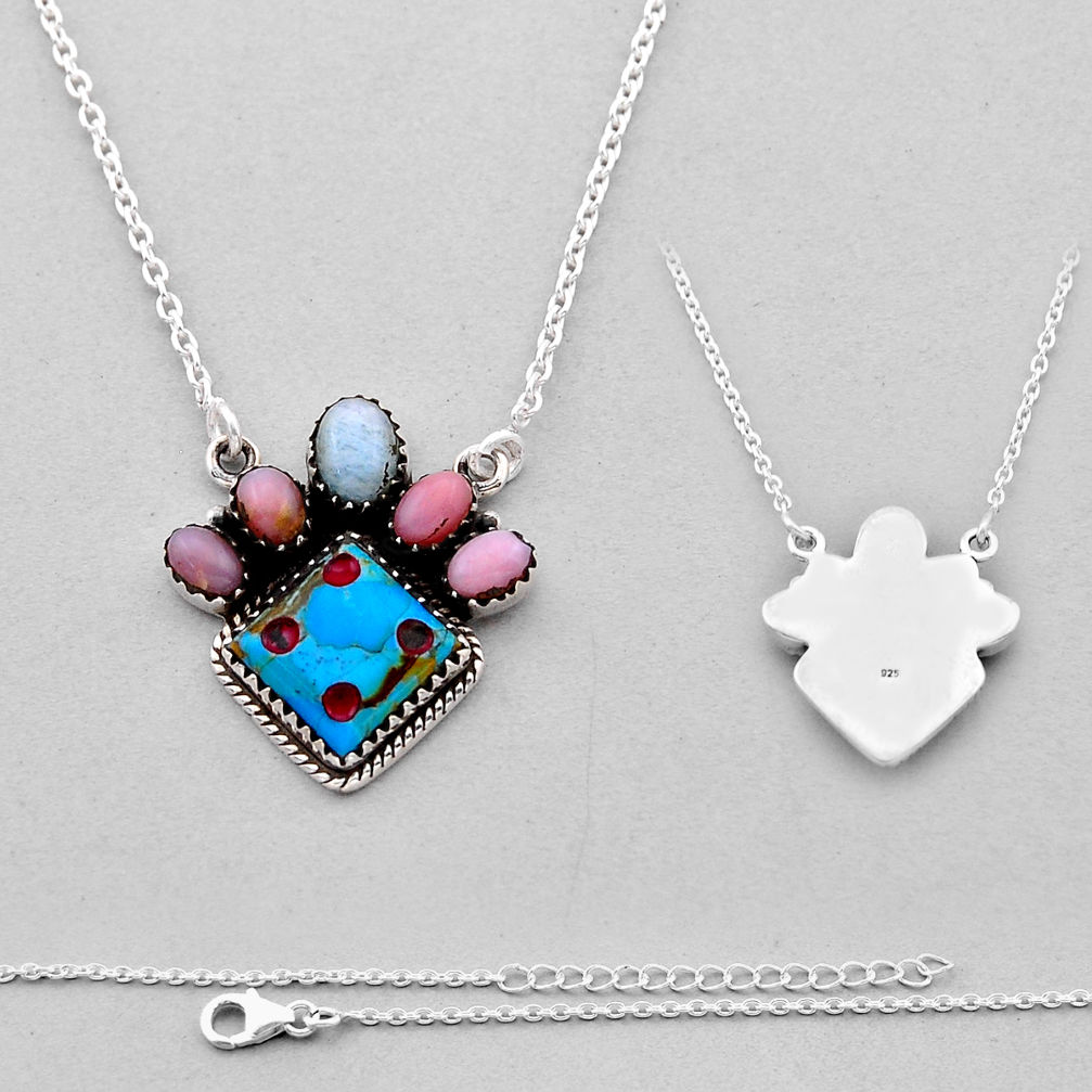 925 silver back closed arizona mohave turquoise larimar opal necklace n53320
