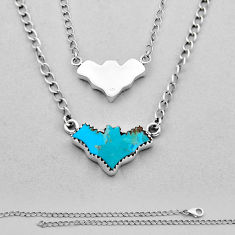 925 silver 8.55cts back closed blue arizona mohave turquoise bat necklace n49115