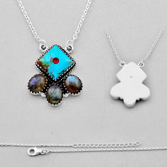 925 silver back closed blue arizona mohave turquoise labradorite necklace n53315