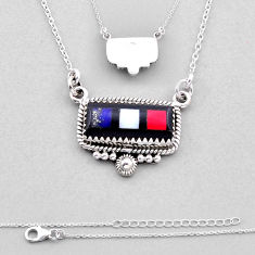 925 silver 8.83cts back closed blue red white strip opal octagan necklace n45471