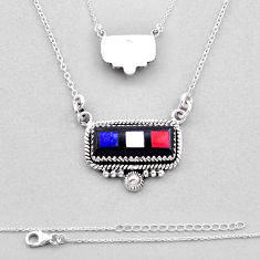925 silver 8.68cts back closed blue red white strip opal octagan necklace n45480