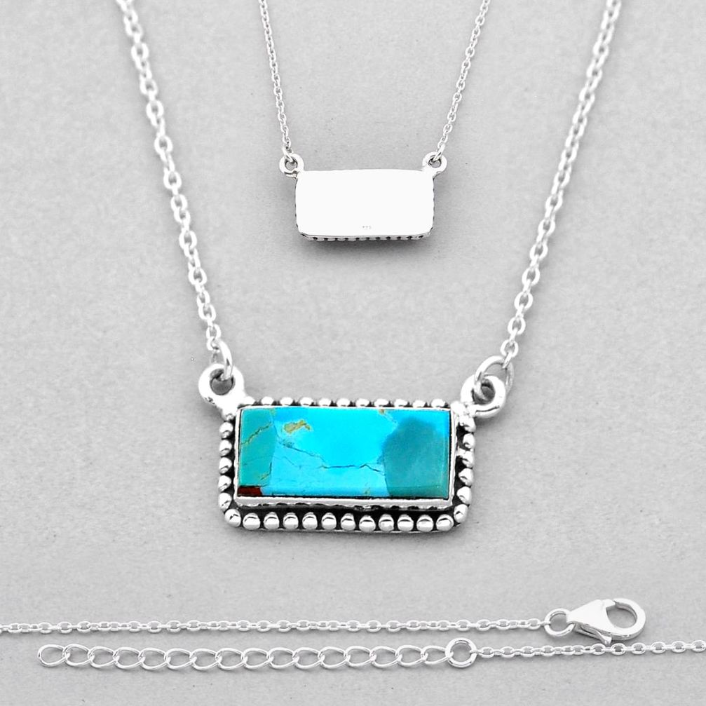 925 silver 6.92cts back closed green arizona mohave turquoise necklace n53333