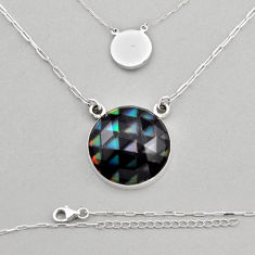 925 silver 27.76cts back closed multi color dichroic glass oval necklace n6293