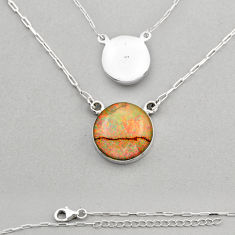 925 silver 20.30cts back closed multi color dichroic glass round necklace n6287
