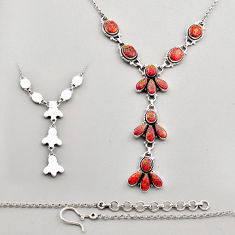 925 silver 21.62cts back closed orange australian opal (lab) necklace c34133