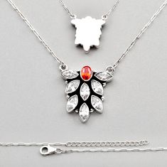 925 silver 12.58cts back closed red garnet topaz quartz necklace jewelry n9600