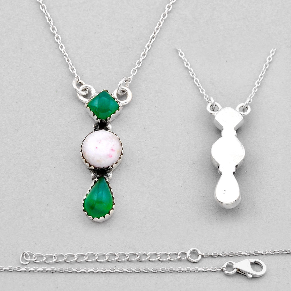 925 silver 8.51cts back clsoed red cinnabar spanish chalcedony necklace n49166