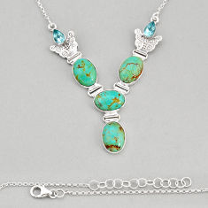 925 silver 27.62cts butterfly arizona mohave turquoise topaz necklace y81353