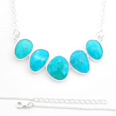 925 silver 14.11cts checker cut blue sleeping beauty turquoise necklace u58118