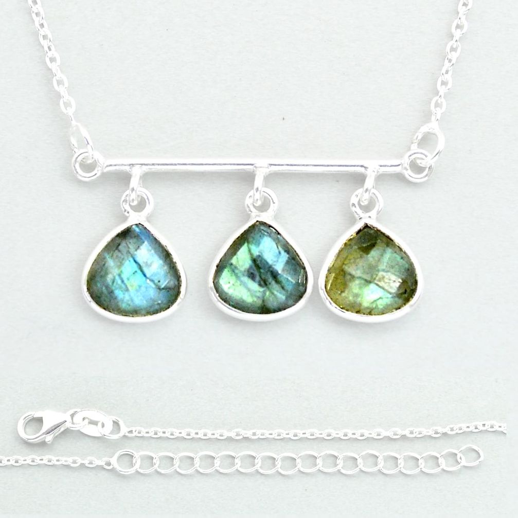 925 silver 13.22cts checker cut natural blue labradorite necklace jewelry u56183