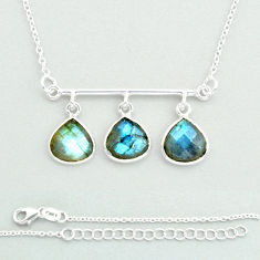 925 silver 12.25cts checker cut natural blue labradorite necklace jewelry u56187