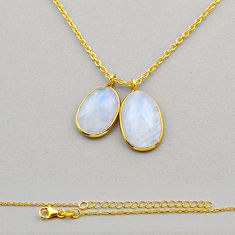 925 silver 11.07cts checker cut natural rainbow moonstone gold necklace y94304