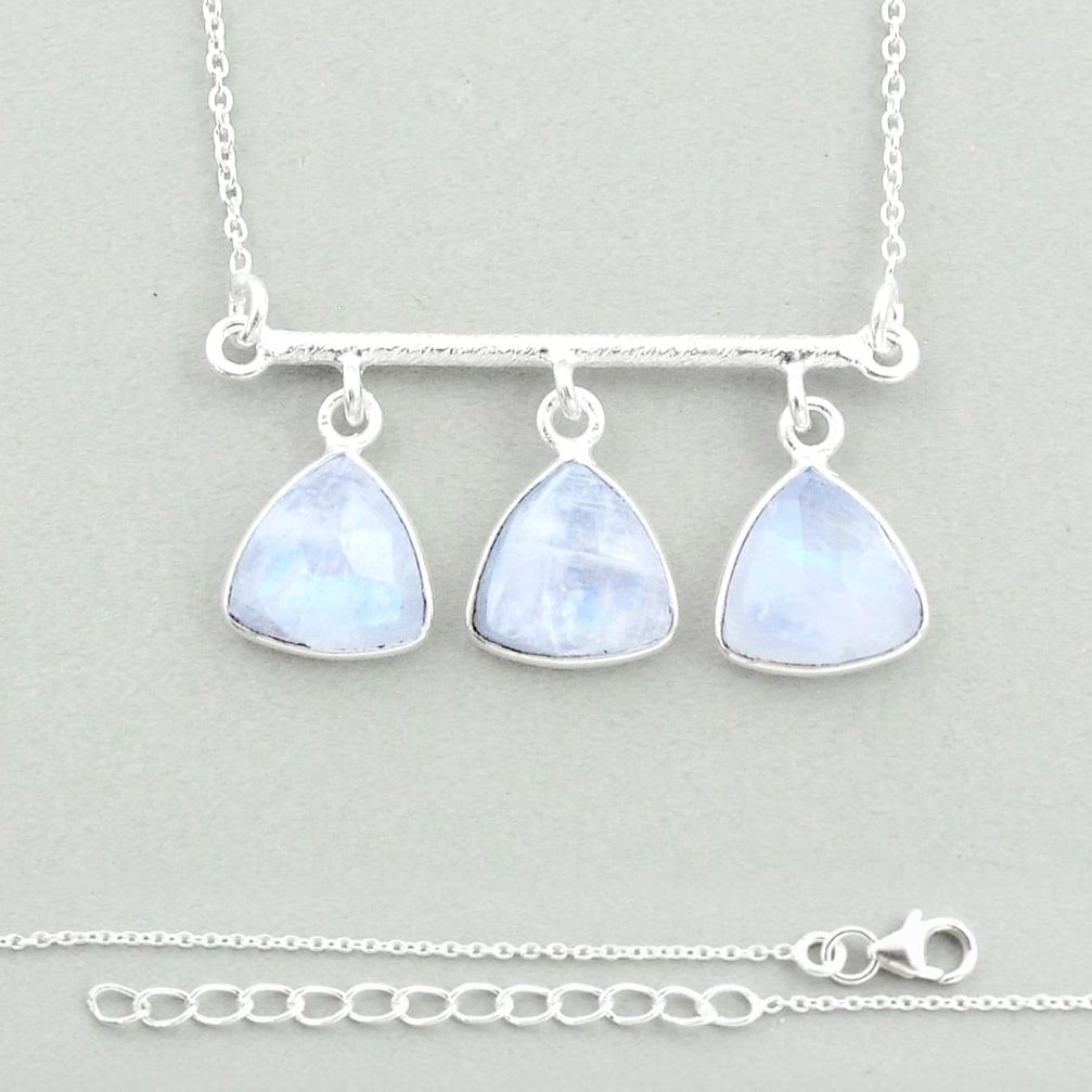 925 silver 12.25cts checker cut natural rainbow moonstone necklace u22671