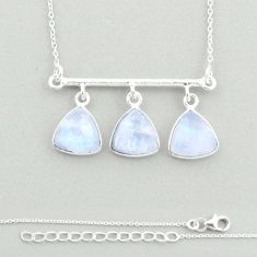 925 silver 12.25cts checker cut natural rainbow moonstone necklace u22671