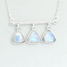 925 silver 11.42cts checker cut natural rainbow moonstone necklace u56238