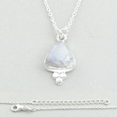 925 silver 5.62cts checker cut rainbow moonstone trillion necklace u56025