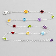 925 silver 12.96cts citrine garnet peridot amethyst topaz chain necklace y82391