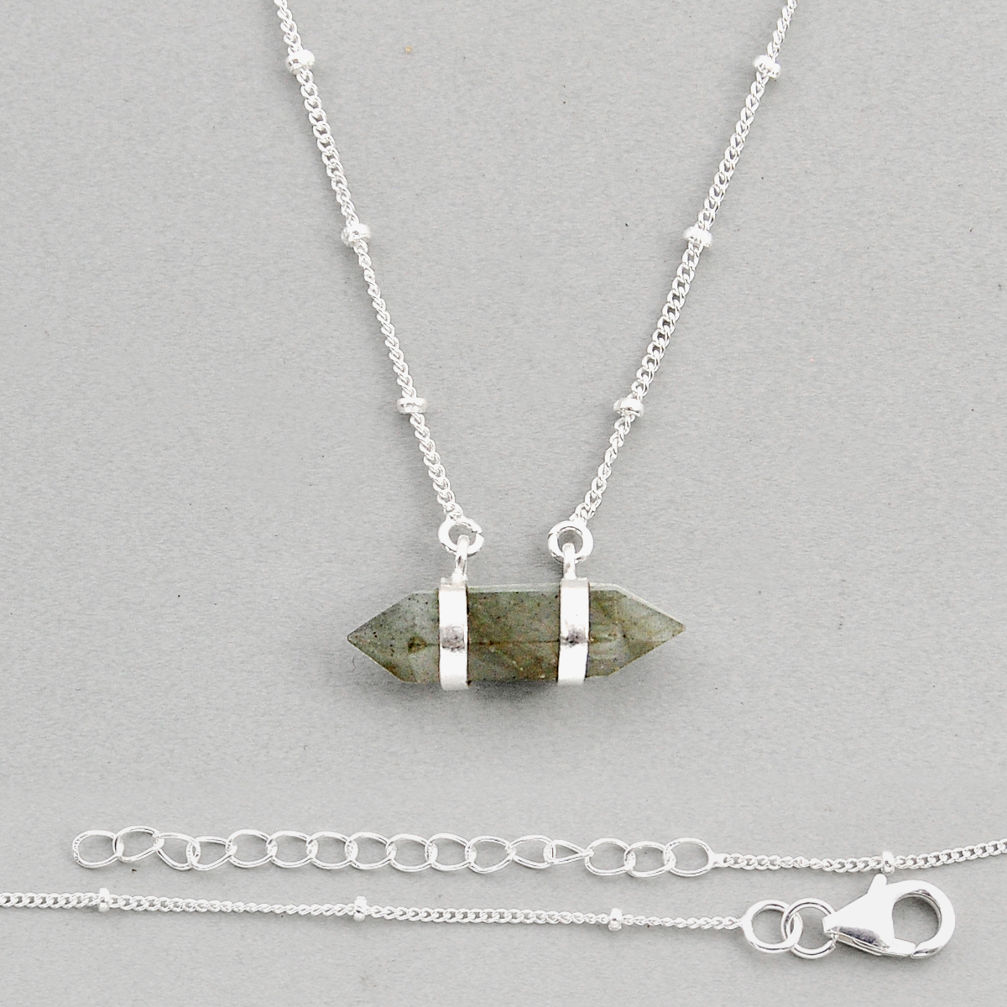 925 silver 9.82cts double pointer natural blue labradorite fancy necklace y61490