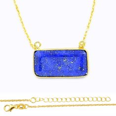 925 silver 5.35cts faceted natural blue lapis lazuli gold polished necklace u55935