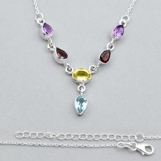 925 silver 8.65cts faceted natural yellow citrine amethyst topaz necklace y17076
