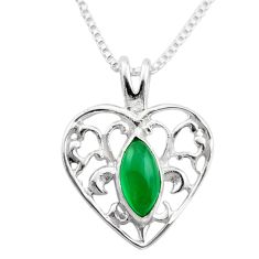 925 silver 2.10cts fleur-de-lis green chalcedony 18 inch chain necklace t89464