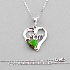 925 silver 2.52cts green copper turquoise mom heart necklace jewelry n34519