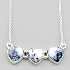 925 silver 13.61cts heart natural dendrite opal (merlinite) necklace t91492