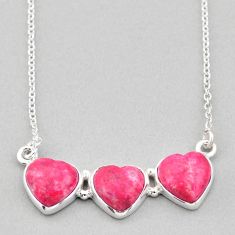 925 silver 13.71cts heart pink thulite (unionite, pink zoisite) necklace t91487