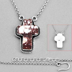 925 silver 18.30cts holy cross natural wild horse magnesite necklace c32643