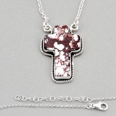 925 silver 15.18cts holy cross natural wild horse magnesite necklace y71734