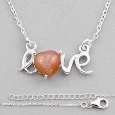 925 silver 2.11cts love charm natural pink moonstone heart shape necklace y25735
