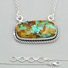 925 silver 17.37cts matrix royston turquoise baguette necklace jewelry u86164
