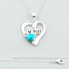 925 silver 2.48cts mom heart blue arizona mohave turquoise necklace u37198