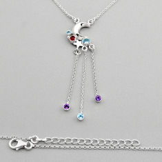 925 silver 4.17cts moon natural blue topaz red garnet amehtyst necklace y94054