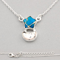 925 silver 8.55cts moon with star dendrite opal copper turquoise necklace y92955