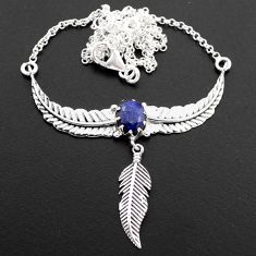 silver 2.99cts southwestern style natural blue sapphire necklace jewelry t62132