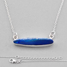 925 silver 6.03cts natural blue doublet opal australian fancy necklace n32390