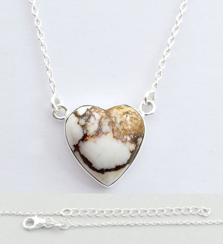 925 silver 10.60cts natural bronze wild horse magnesite heart necklace u59468