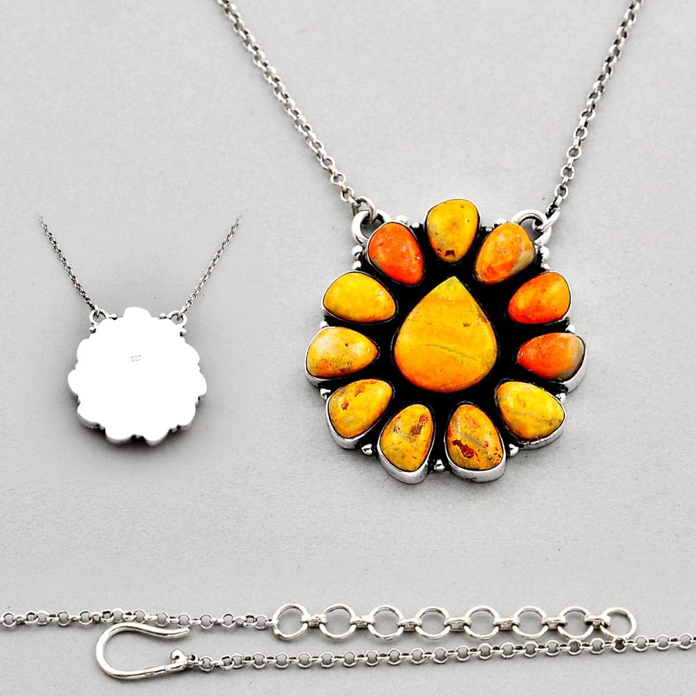 925 silver 24.68cts natural bumble bee australian jasper pear necklace c34116