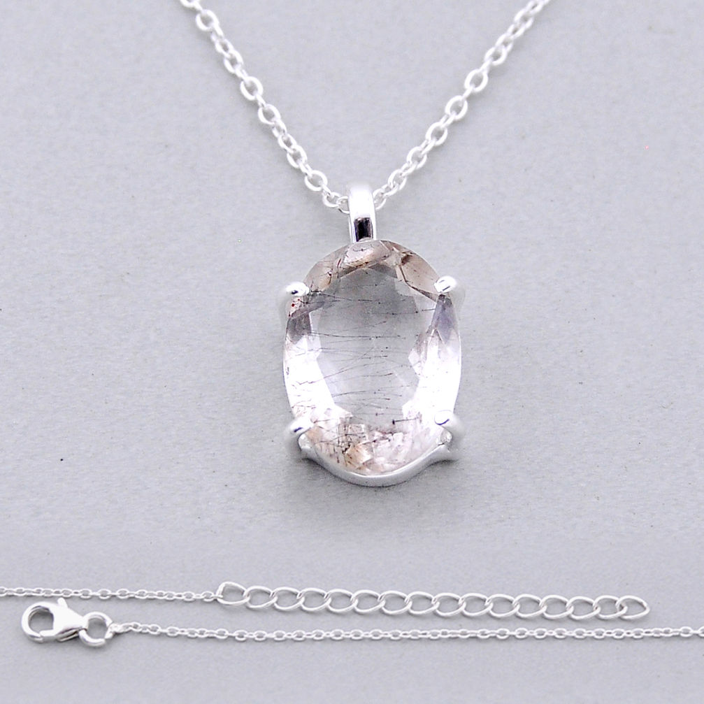 925 silver 6.03cts natural cacoxenite super seven (melody stone) necklace n43519
