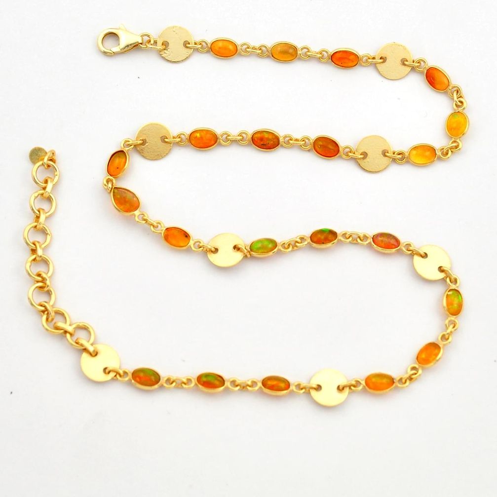 925 silver 17.05cts natural ethiopian opal 14k gold chain necklace r31458