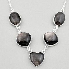 925 silver 26.16cts natural golden sheen black obsidian heart necklace t83356