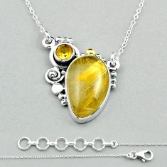 925 silver 13.22cts natural golden tourmaline rutile citrine necklace u11217